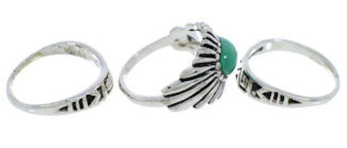 Sterling Silver And Turquoise Stackable Ring Set Size 6-1/4 UX33450